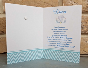 Invitatie de botez albastra cu elefant si elice - cod 8027 [2]