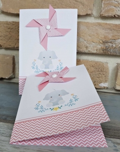 Invitatie de botez roz cu elefant si elice - cod 8028 [3]