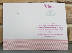 Invitatie de botez roz cu elefant si elice - cod 8028 [1]