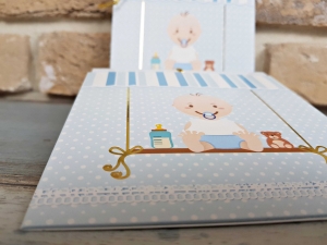 Invitatie de botez amuzanta albastra cu bebe - cod 8029 [3]