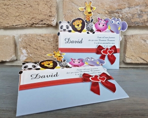 Invitatie de botez amuzanta cu animale si funda - cod 8034 [4]