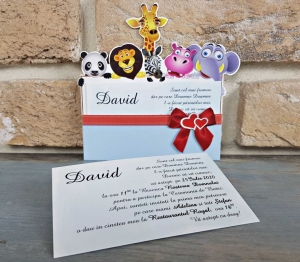 Invitatie de botez amuzanta cu animale si funda - cod 8034 [3]