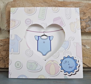Invitatii Botez - Invitatie de botez amuzanta albastra cu body de bebe - cod 8035