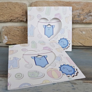 Invitatie de botez amuzanta albastra cu body de bebe - cod 8035 [2]