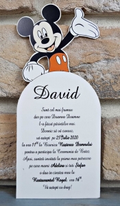 Invitatie de botez amuzanta cu mickey mouse si masina albastra - cod 8037 [2]
