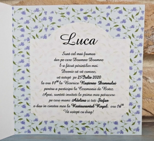 Invitatie de botez amuzanta cu bebe albastru cu galben - cod 8038 [1]