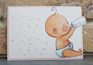 Invitatie de botez amuzanta bebe cu biberon - cod 8040 [1]