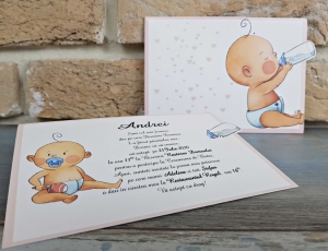 Invitatie de botez amuzanta bebe cu biberon - cod 8040 [2]