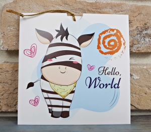 Nunta - Invitatie de botez amuzanta cu zebra si snur - cod 8047
