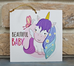 Nunta - Invitatie de botez amuzanta cu unicorn si ciucure - cod 8049