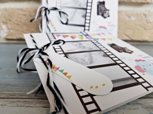 Invitatie de botez multicolora cu poze model rola film - cod 8051 [4]
