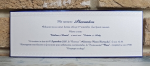 Invitatie de botez de lux alba cu model albastru - cod 6186 [1]