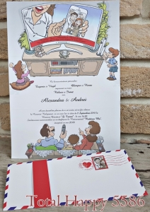 Invitatie de nunta amuzanta multicolora cu familie - cod 5586 [0]