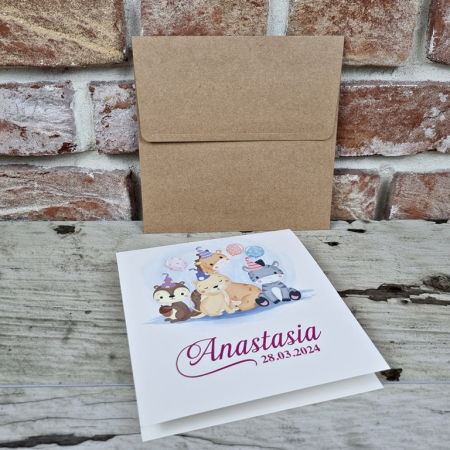 Invitatie de botez clasica multicolora cu animalute - cod 604 [3]