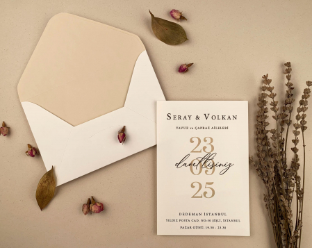 Nunta - Invitatie de nunta clasica crem - cod 12263