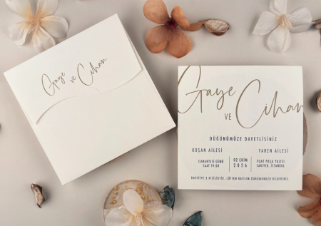 Nunta - Invitatie de nunta eleganta alba - cod 13312