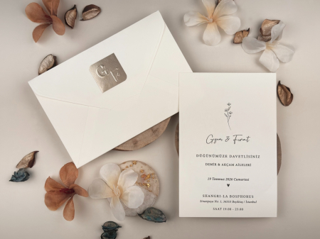 Nunta - Invitatie de nunta eleganta alba - cod 13314