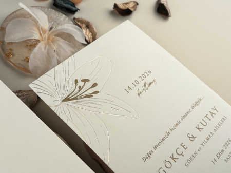 Invitatie de nunta eleganta alba cu floare - cod 13310 [1]