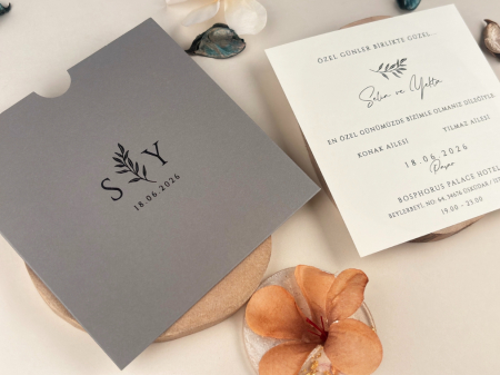 Invitatie de nunta eleganta alba cu plic gri - cod 13317 [1]