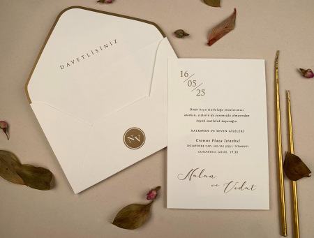 Nunta - Invitatie de nunta eleganta bej - cod 12259