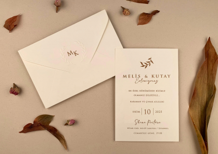 Nunta - Invitatie de nunta eleganta crem - cod 12274