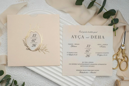 Nunta - Invitatie de nunta eleganta roz somon - cod 9285