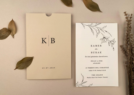 Nunta - Invitatie de nunta eleganta cu elemente florarle - cod 12265