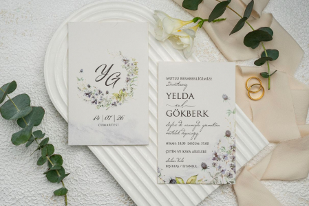 Nunta - Invitatie de nunta eleganta cu motive florale - cod 9292