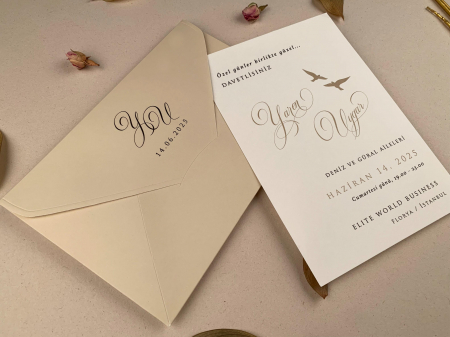 Nunta - Invitatie de nunta eleganta cu plic crem - cod 12269