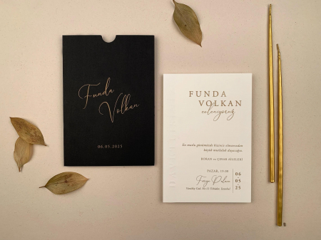 Nunta - Invitatie de nunta eleganta cu plic negru - cod 12264