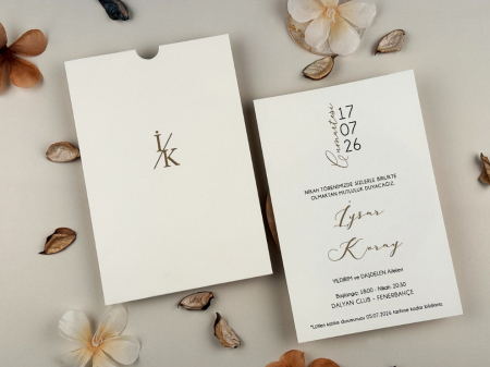 Nunta - Invitatie de nunta eleganta ivory - cod 96934