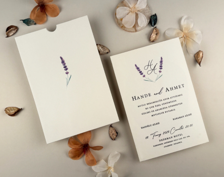 Invitatie de nunta eleganta ivory cu model de lavanda - cod 96948 [1]