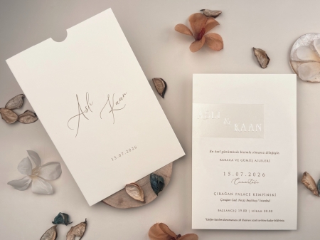 Nunta - Invitatie de nunta eleganta ivory cu sidef - cod 13320