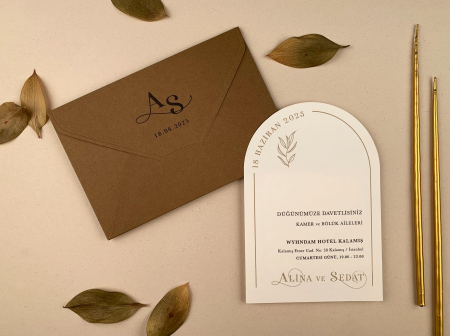 Nunta - Invitatie de nunta moderna maro - cod 12250