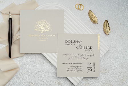 Nunta - Invitatie de nunta eleganta tip crem - cod 9256