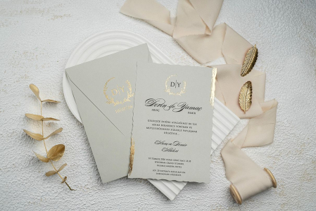 Invitatie de nunta eleganta tip crem cu plic - cod 9263 [1]