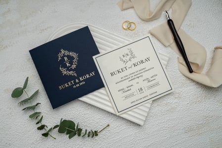 Invitatie de nunta eleganta tip cu plic albastru - cod 9287 [1]