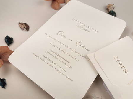 Invitatie de nunta ivory cu auriu cu model de grau - cod 13322 [1]