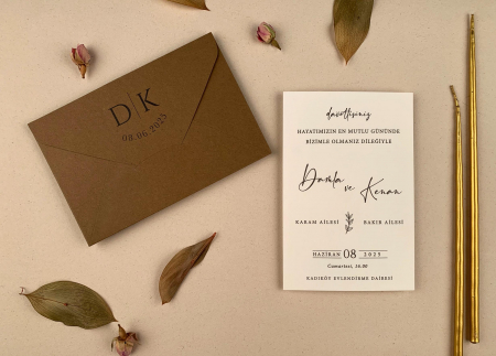 Nunta - Invitatie de nunta moderna maro - cod 12252