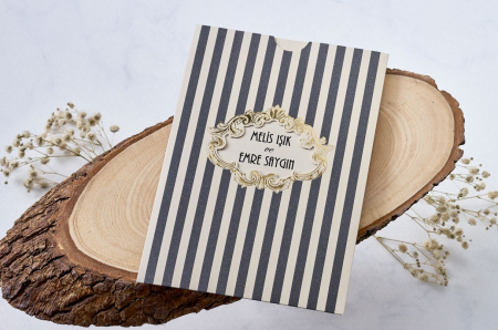 Nunta - Invitatie de nunta vintage cu dungi - cod 1126
