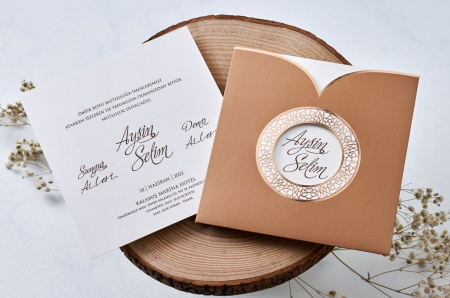 Invitatie de nunta vintage maro - cod 1129 [1]