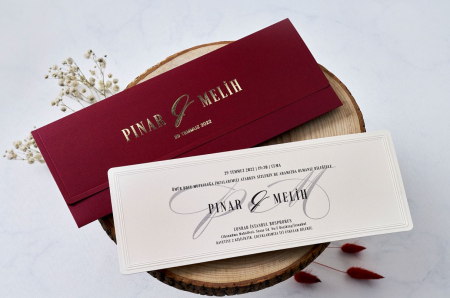 Nunta - Invitatie de nunta eleganta visinie - cod 1164