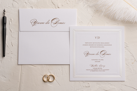 Nunta - Invitatie de nunta eleganta alba - cod 9134