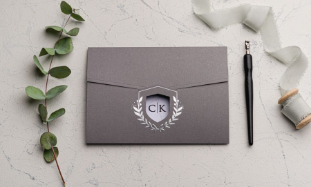 Invitatie de nunta eleganta gri cu decupaj argintiu - cod 9145 [2]