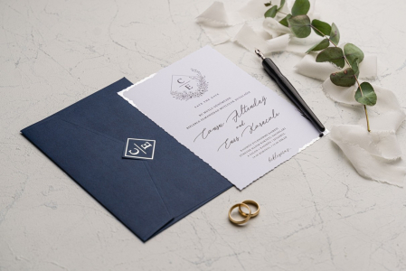 Invitatie de nunta eleganta albastra cu model argintiu - cod 9207 [1]