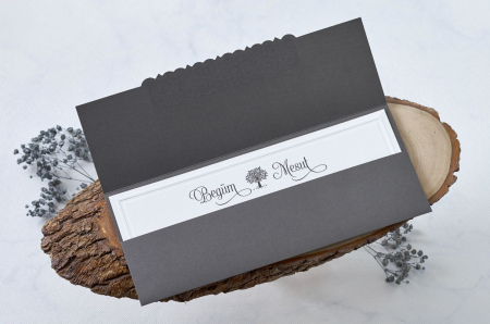 Invitatie de nunta eleganta gri cu model argintiu - cod 1112 [1]