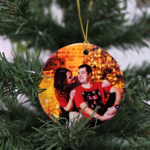 Glob foto - Ornament ceramica pentru brad personalizat - Cerc