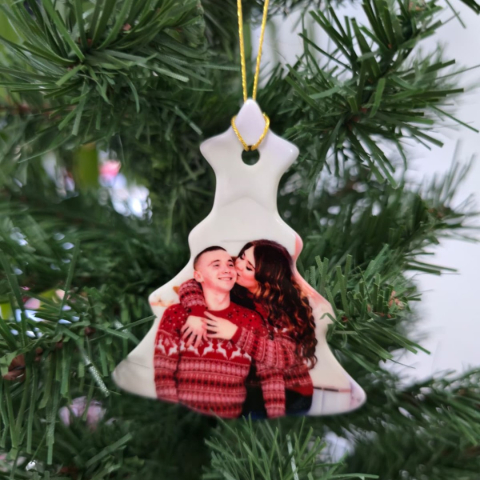 Glob foto - Ornament ceramica pentru brad personalizat - In forma de brad