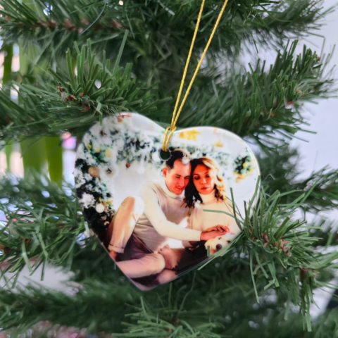 Glob foto - Ornament ceramica pentru brad personalizat - Inima