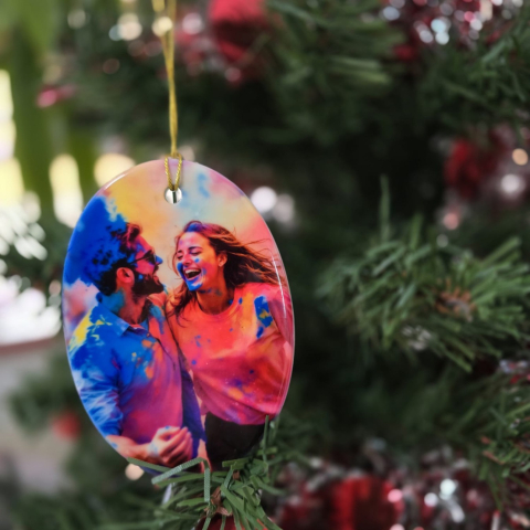 Ornament ceramica pentru brad personalizat - Oval [1]